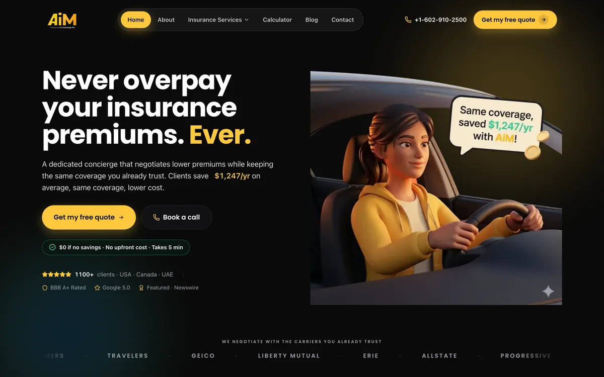 AiM Insurance website