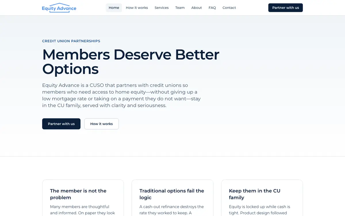 Equity Advance website