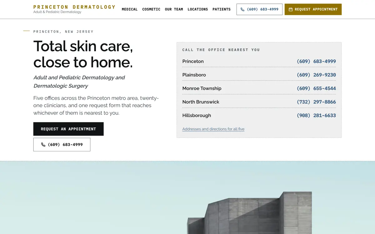 Princeton Dermatology Associates website