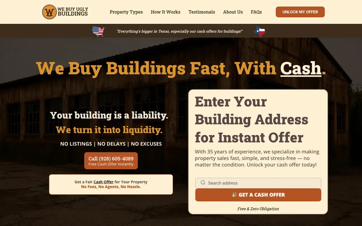 We Buy Ugly Buildings website